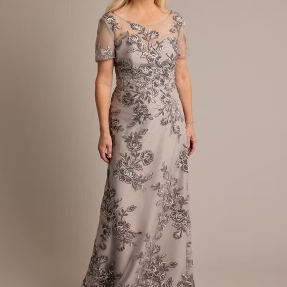 Oleg Cassini Embroidered Wedding Guest Gown | Spring Formal | NWT 12 - Picture 1 of 6